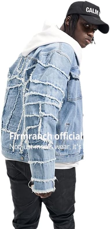 AAPAH Light Blue Jeans Jacket For Men/Women High Street Do Old Washed Worn Out Paste Cloth Denim Coat