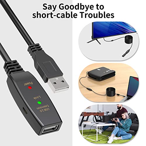 Image of 30FT Active USB Extension Cable 2.0 Male to Female with A Extension chipset Signal Booster - Active Extension /Repeate
