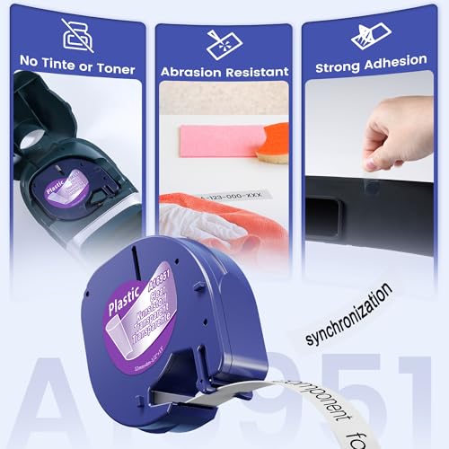 3x Kompatibel mit Dymo LetraTag Transparent Etikettenband 12mm x 4m, Kompatibel mit Dymo LetraTag Clear Plastic Etikettenband, 12267 16951 Durchsichtig Band für LT-100H LT-100T LT-110T 200B XR XM