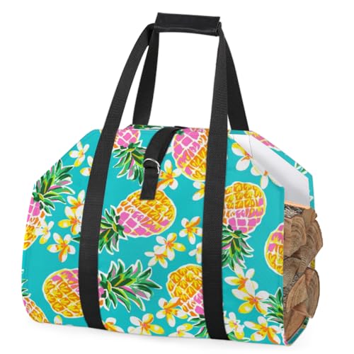 Mejores review On-line Lena pino - solo los mejores. 27 XMNYGJ - Bolsa portadora de madera de acuarela y piña, tamaño grande y duradera, para almacenamiento de troncos, accesorios para estufa de leña, 99 x 45,7 cm, soporte de leña...