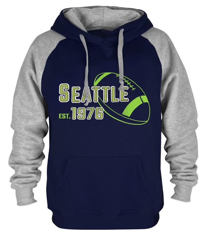 Men & Women Seattle City Classic Football Embroidery Sweatshirt Jersey Apparel Pullover Hoodie - Navy#2 L