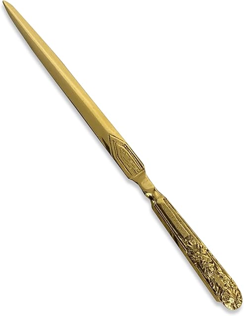 Embossed Brass Paper Knife | Letter Opener | Desk Accessory | Letter Knife | Paper Knife Letter Opener | Envelope Opener | Paper Cutting Knife | Sturdy and Durable | Suitable for Office or Home use