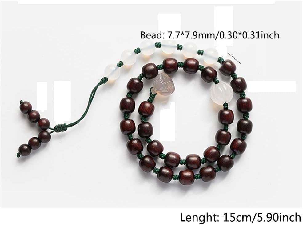Collier de Perles en agate naturelle et bois de rose pour la méditation