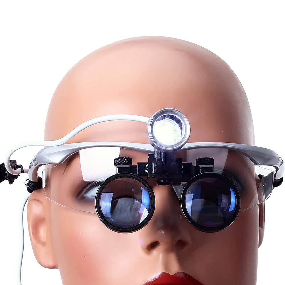Lupenbrille Zahnarzt,Medizinische Lupenbrille Mit Licht,Kopfband Lupen, Brillenlupe,Binokular Lupen Surgical Loupes,Dental Chirurgische Medical Für Lesen Handwerk Juweliere Nähen Und Reparatur 3,5 x