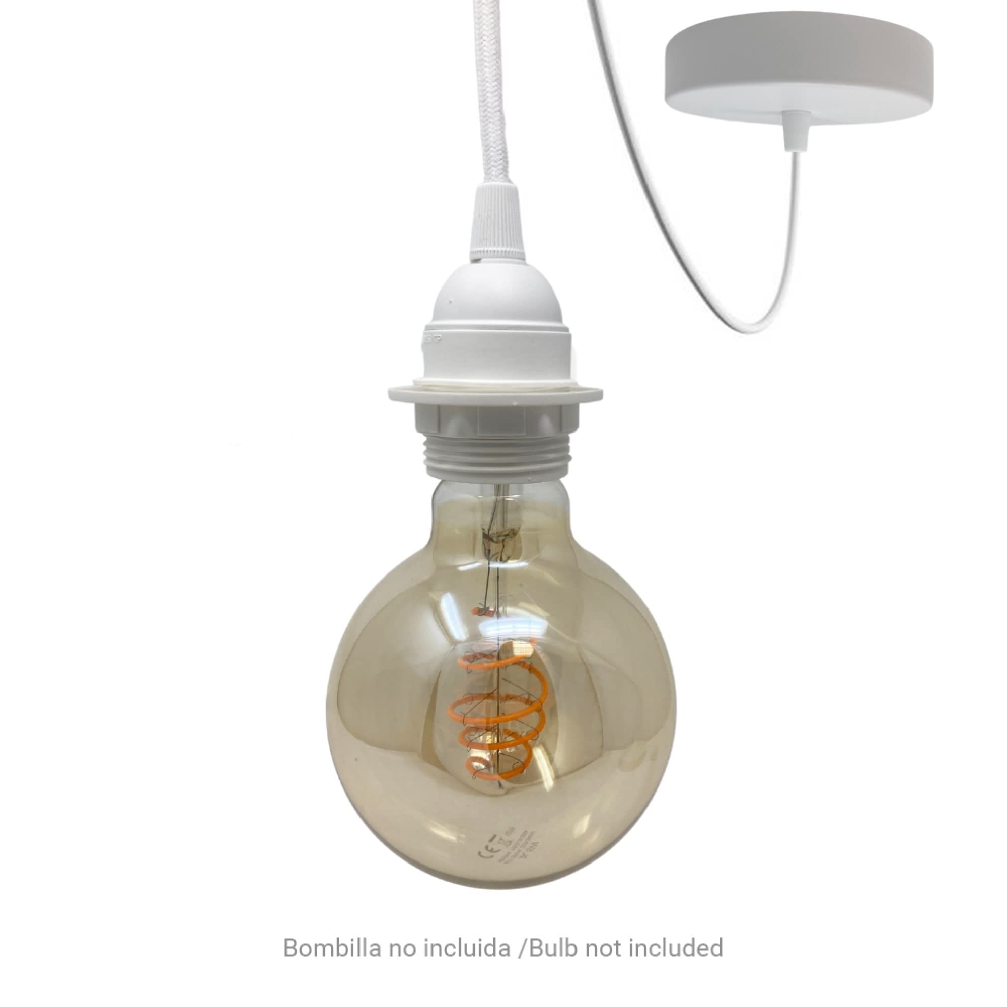 Portalampada A Sospensione E27 In Metallo - Cavo 100cm Per Illuminazione Casa E Ufficio - Foto 9