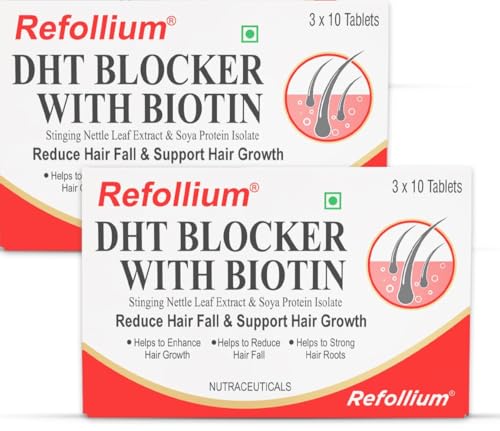 Image of DHT Blocker with Biotin | Helps Reduce Hair Fall, Stimulates Hair Growth | Hair Vitamins for Men & Women (30 Tablets) (PACK OF 2)