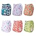 ALVABABY 6 Pack Cloth Diaper with 12 Inserts One Size Adjustable Washable Reusable Diaper Cover for Baby Girls and Boys Dinosaur