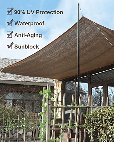 Red de sombreado para jardín marrón de 90% con ojales para toldos exterior terraza e invernadero 3