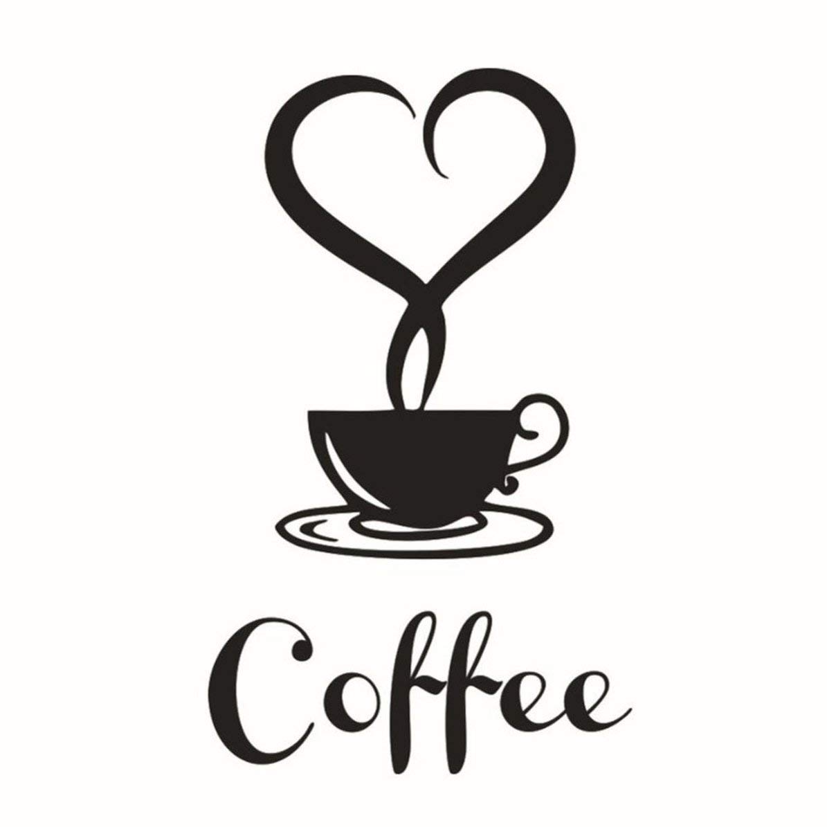 Sunnyflowk Artistry Coffee Cup Wall Stickers Decals removable Living Room Bedroom Home Wall Decals Art Decoration(Black)