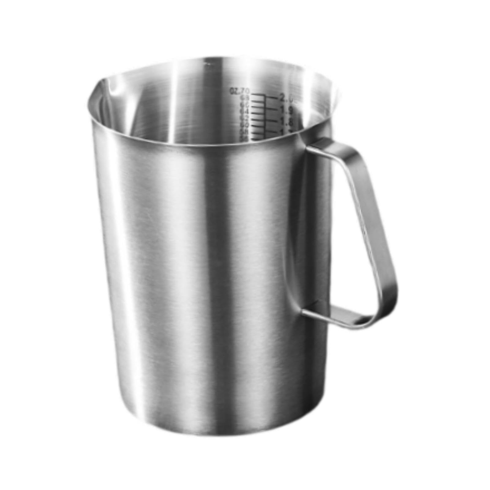 Messbecher Aus Edelstahl, Multifunktionaler Küchenkrug, Doppelwandig, Einfach zu Handhaben, Ideal für Cocktails Und Kaffeedekoration, 2000 Ml