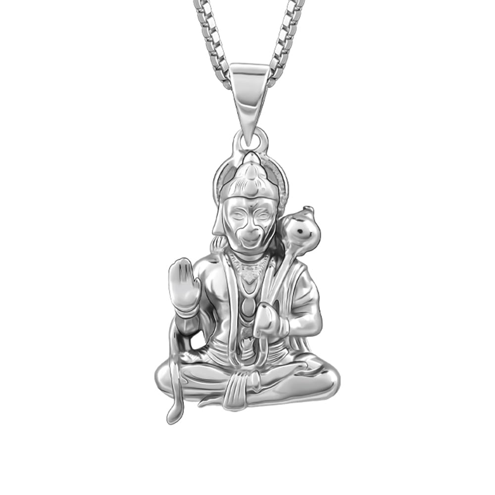 925 Silver Bajrangbali Pendant With Link Chain For Him | Gifts for Men and Boys | With Certificate of Authenticity and 925 Stamp | 6 Month Warranty*