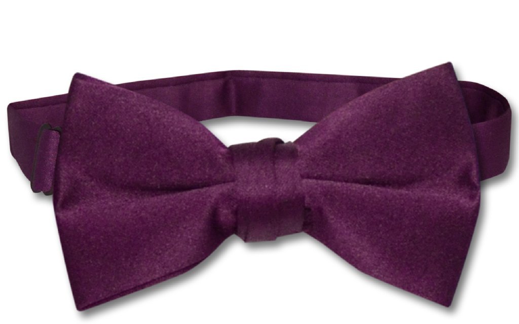 Vesuvio Napoli BOY'S BOWTIE Solid EGGPLANT PURPLE Color Youth Bow Tie