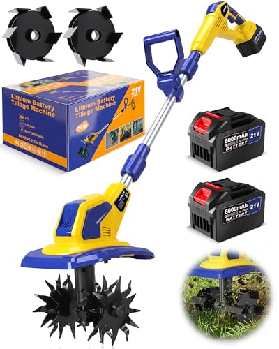 21V Cordless Tiller Cultivator, 720RPM Electric Garden Tille