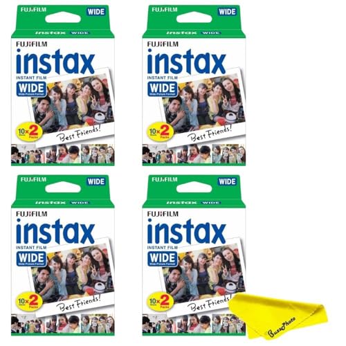 Fujifilm Instax Wide Instant Films Twin Pack for Instax Wide 210 200 100 300 - BuzzPhoto Value Pack (80 Sheets)