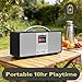 Lemega IR6 Internet Radio with Podcasts & Bluetooth Streaming, FM Stereo Radio, 2.0 Dual Speakers, 150 Presets, Alarm Clock, Rechargeable Battery, Premium Wooden Cabinet & Aluminium Handle-Black
