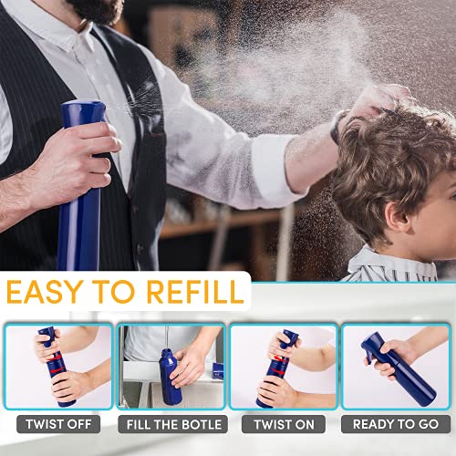 Hula Home Continuous Spray Bottle for Hair (10.1oz/300ml) Empty Ultra Fine Plastic Water Mist Sprayer – For Hairstyling, Cleaning, Salons, Plants, Essential Oil Scents & More - Blue4