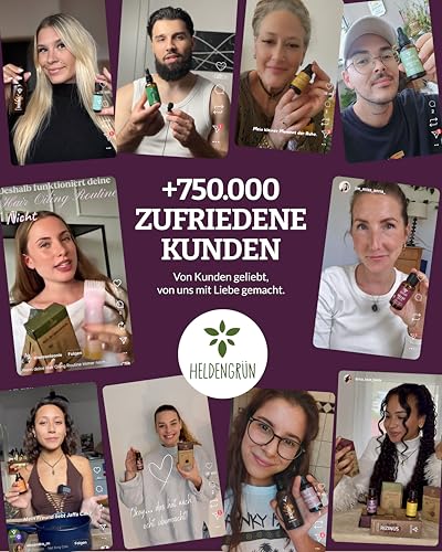 Heldengrün® BIO Roll-On 'Ruhezeit' [100% NATURREIN] Anti-Stress Duft - Dermatologisch getestet - Stressfrei Roll On mit Bio-Lavendel & Zirbe - 2-in-1: Duft & Pflege