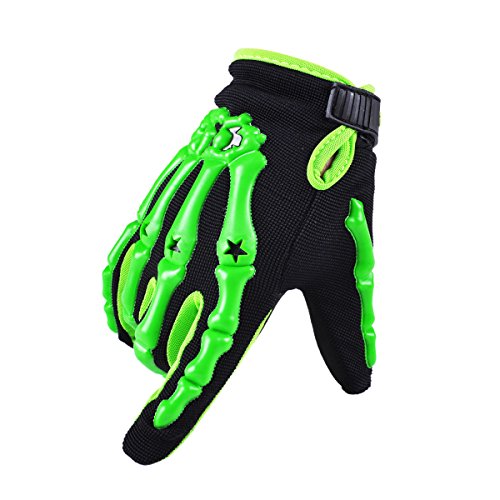Chitone Full Finger Skeleton Motocross Riding Gloves For Motorcycle (X-Large, Green) #TOP1