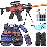 Toy Gun Automatic Sniper Rifle with Scope, Tactical Vest Kit, Toy Foam Blasters with 200 Soft Bullets, 2 Magazinine and Bipod, Electric Gun for Boys Age 8-12, Gifts for Birthday Christmas
