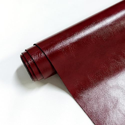JERLITU Ölwachs-PU-Kunstlederstoff, 30 cm x 137 cm, wasserdicht, kratzfest, Kunstleder für Taschen, Schuhe, Bucheinband, Schießhintergrund, Auto-Innenräume, Weinrot