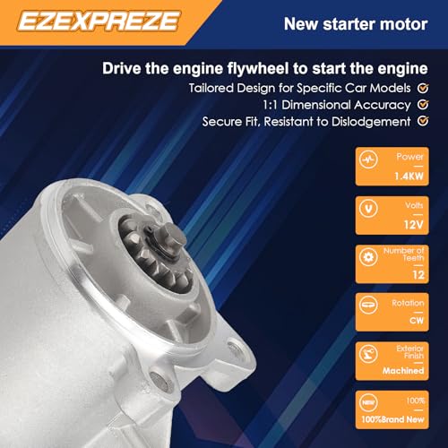 Image of Ezexpreze 6646N Ford New Starter Replacement for 00-05 Excursion, 99-13 Expedition F-150 F-250 F-350 F-450 F-550 Super-Duty Lincoln Navigator, 05-10 Mustang, 99-13 V8 V10 4.6 5.0 5.4 6.2 6.8L
