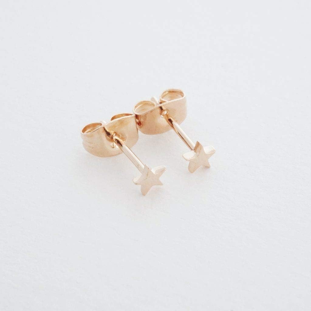 HONEYCAT Mini Star Stud Earrings in Gold, Rose Gold, or Silver | Minimalist, Delicate Jewelry
