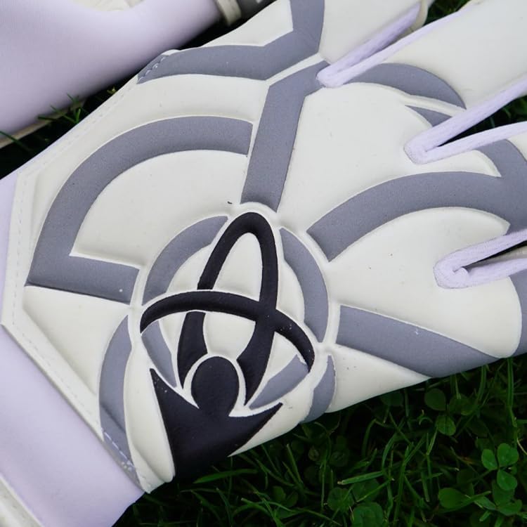 Atlas Goalkeeping Prototype Soccer Goalie Gloves, Professional Neoprene with Negative Cut Design, White/Black, Supersoft Padding, 4mm Latex Palm, Extended Wrist Strap