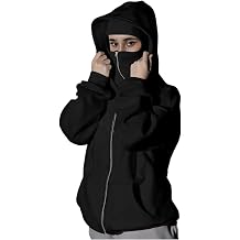 Women's Balaclava Hoodies with Mask Built in Zip Up Hooded Sweatshirt Windproof Double Layer Hoodie Fall Winter Coat