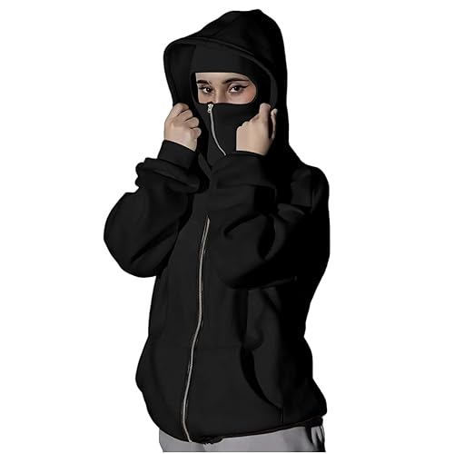 Women's Balaclava Hoodies with Mask Built in Zip Up Hooded