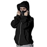 bawilom Women's Muslim Balaclava Hoodies Full Zip Up Fashion Hoodie Jackets Fall Winter Casual Long Sleeve Y2K Coats