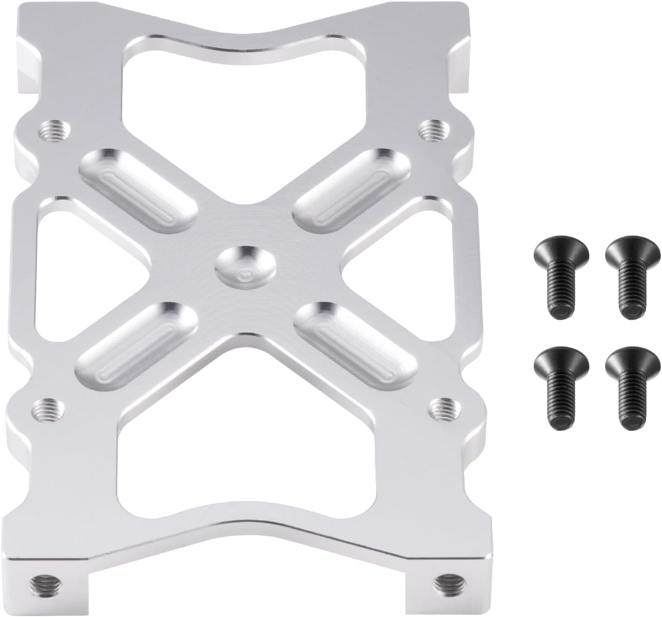 Aluminum Chassis Brace Beam Mount Fixed Bracket Plate for 1/10 Axial SCX10 RC Crawler Car Upgrade Accessories (Silver)