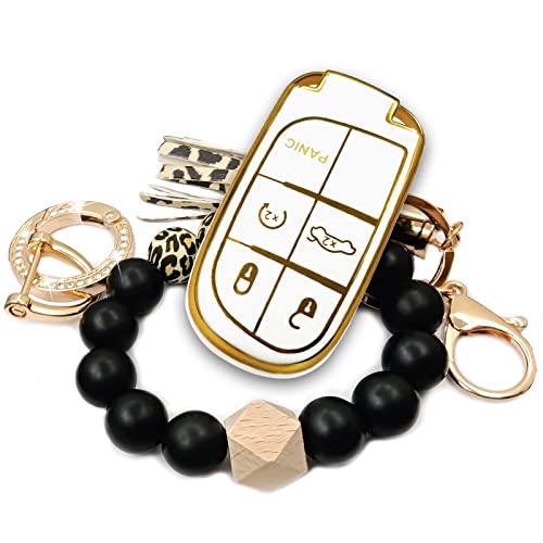 Rfsrz For Jeep Key Fob Cover,Soft Full Protection Key Shell Case Compatible With Jeep Grand Cherokee Renegade Chrysler Dodge Charge Durango Challenger Smart Key Protector Holder Accessories #TOP19