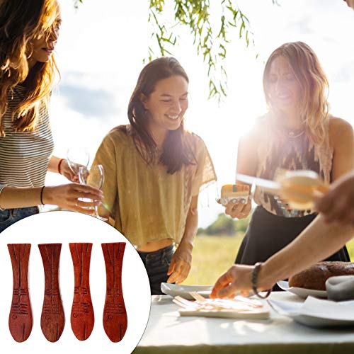 Hemoton Suporte de madeira para colher com descanso de pauzinho, suporte de garfo, design de peixe j