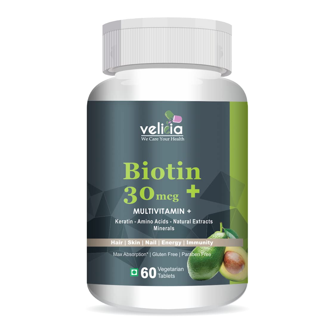 Velicia Biotin + Multivitamin with Ferrous Fumarate & Niacinamide Supplement for Shiny, Strong Long Nail & Hair [60 Veg Tablets] (B0BSV3S6J1) Amazon Price History, Amazon Price Tracker