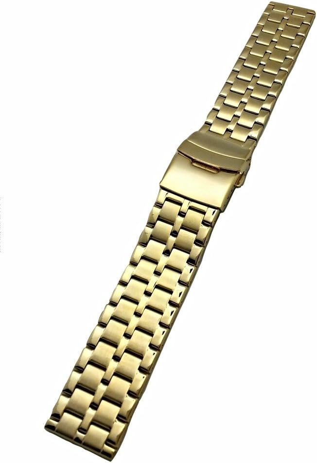 NewLife 22mm Metal Stainless Steel Watchband | Men's Women's Gold Tone Watch Bracelet Replacement Watchstrap with Clasp that brings to Any Watch