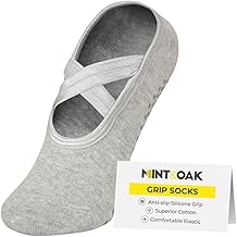 Mint & Oak Pilates Socks with Grips for Women, Ankle Length Non-Slip Yoga Socks, Cotton Ideal For Yoga, Pilates, Gym, Workout, Cute Women's Gift