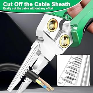 AURIVEE Pince à Dénuder Multifonction 8 en 1 avec Testeur de Tension, Pince de Coupe et Dénudage, Testeur AC/DC 12-250V pour Fils Sous Tension/Neutre, Outil de Réparation Électricien