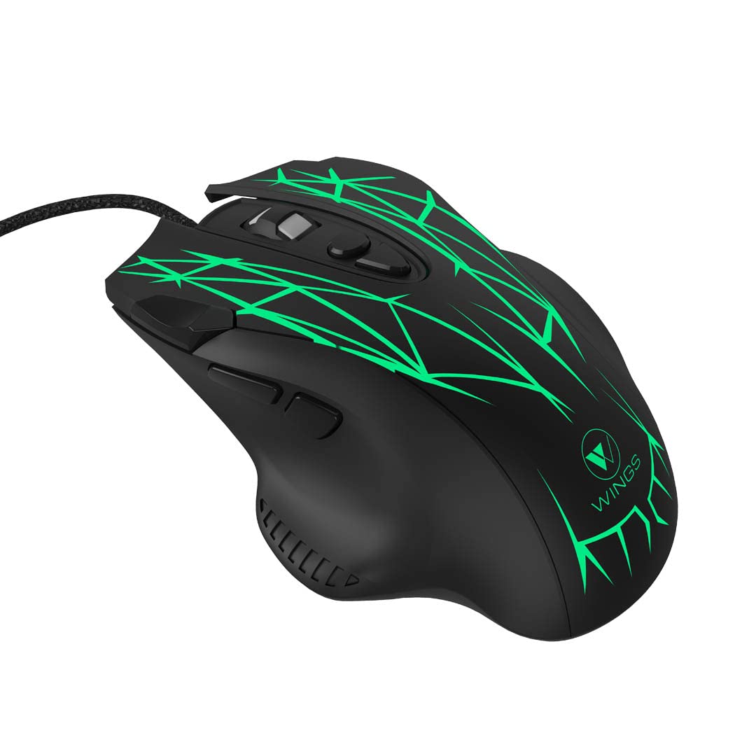 Wings Crosshair 200 Gaming Mouse with Adjustable 6400 DPI | Ergonomic Gaming Design with Multicolour LED Lights | 8 Buttons Functionality with Dedicated Software | Gold Plated USB with Braided Cable (B09XTXHBJQ) Amazon Price History, Amazon Price Tracker