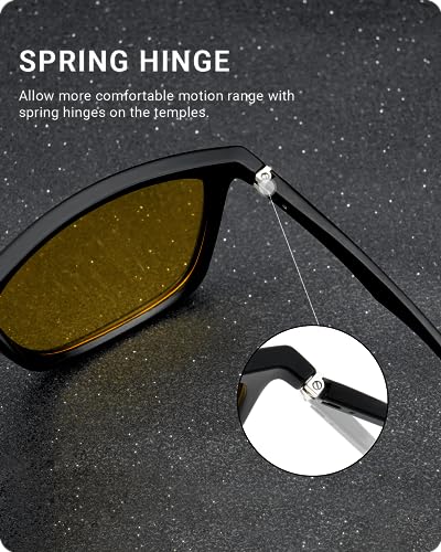Meeloog Men's Night Vision Driving Riding Glasses, Polarized Yellow Lens Sunglasses with UV Protection and Anti Glare MST00294