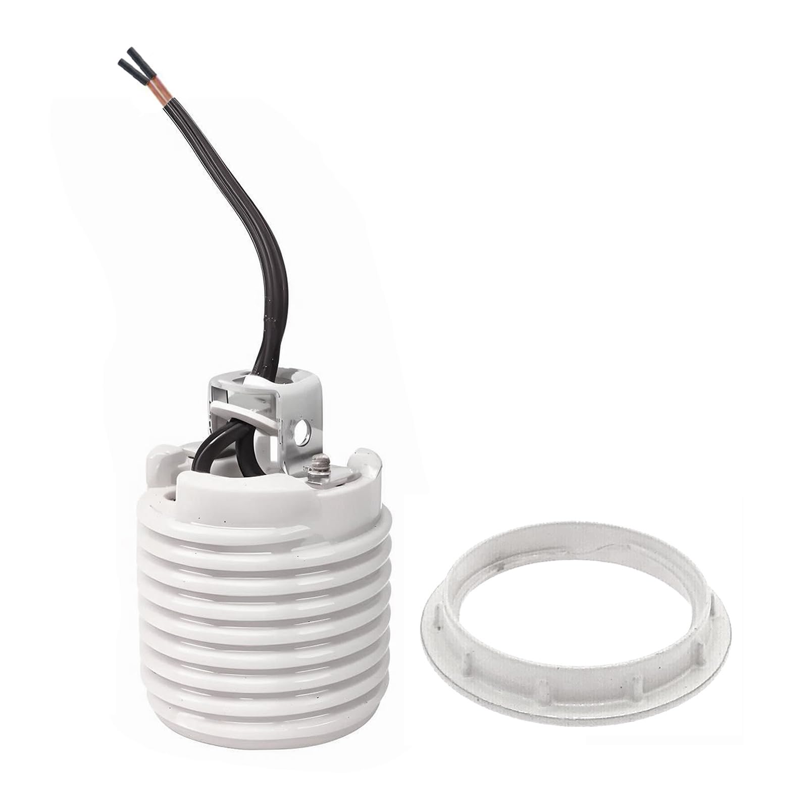 TWDRTDD Medium Porcelain E26 Threaded Keyless Socket with Brackets, White, 250V 660W-picture-14