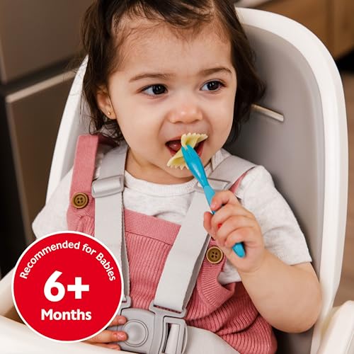 Image of NUK Pretensil Dipper Spoon & Fork Set, Baby & Toddler Self-Feeding Utensils, Easy-Grip, Mess-Reducing Design, 4 Pack
