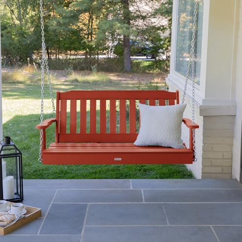 Image of Highwood Lehigh Porch Swing, 4 Feet, Rustic Red