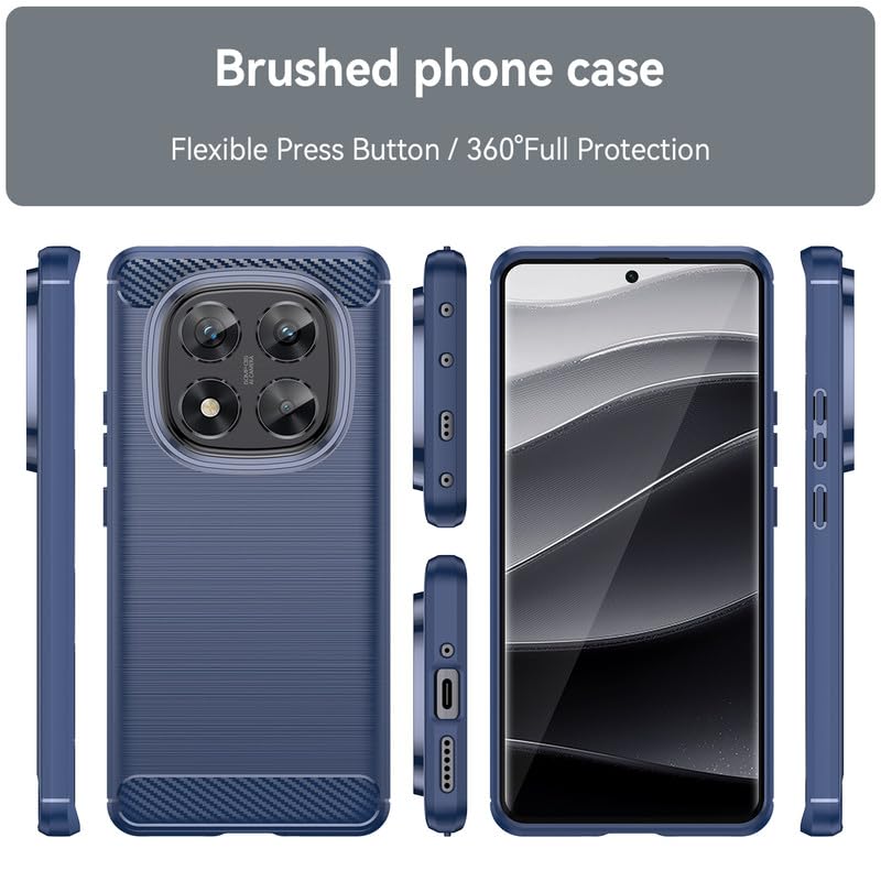 Image of Hybrid Carbon Fiber Back Case for Mi Redmi Note 14 Pro 5G (Blue)