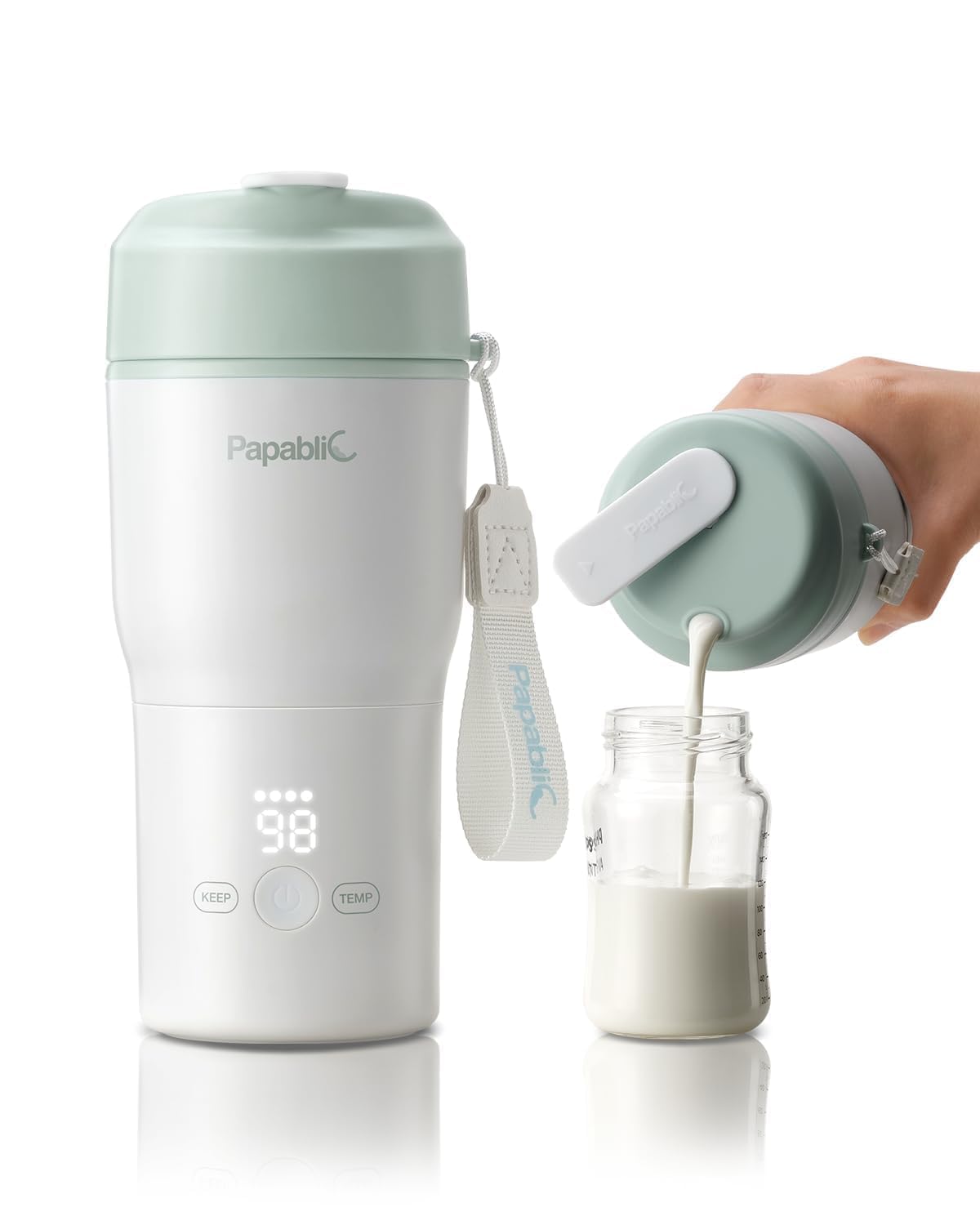 Photo 1 of Papablic Portable Bottle Warmer, 85W Fast Baby Bottle Warmer for Travel & Home, Heats Breastmilk & Formula & Water, 4 Temperature Settings, Wide Mouth, Fits Car Cup Holder, RechaSeasalt Blue