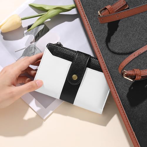 Image of SENDEFN Small Wallets for Women Leather Bifold Compact RFID Blocking with ID Window