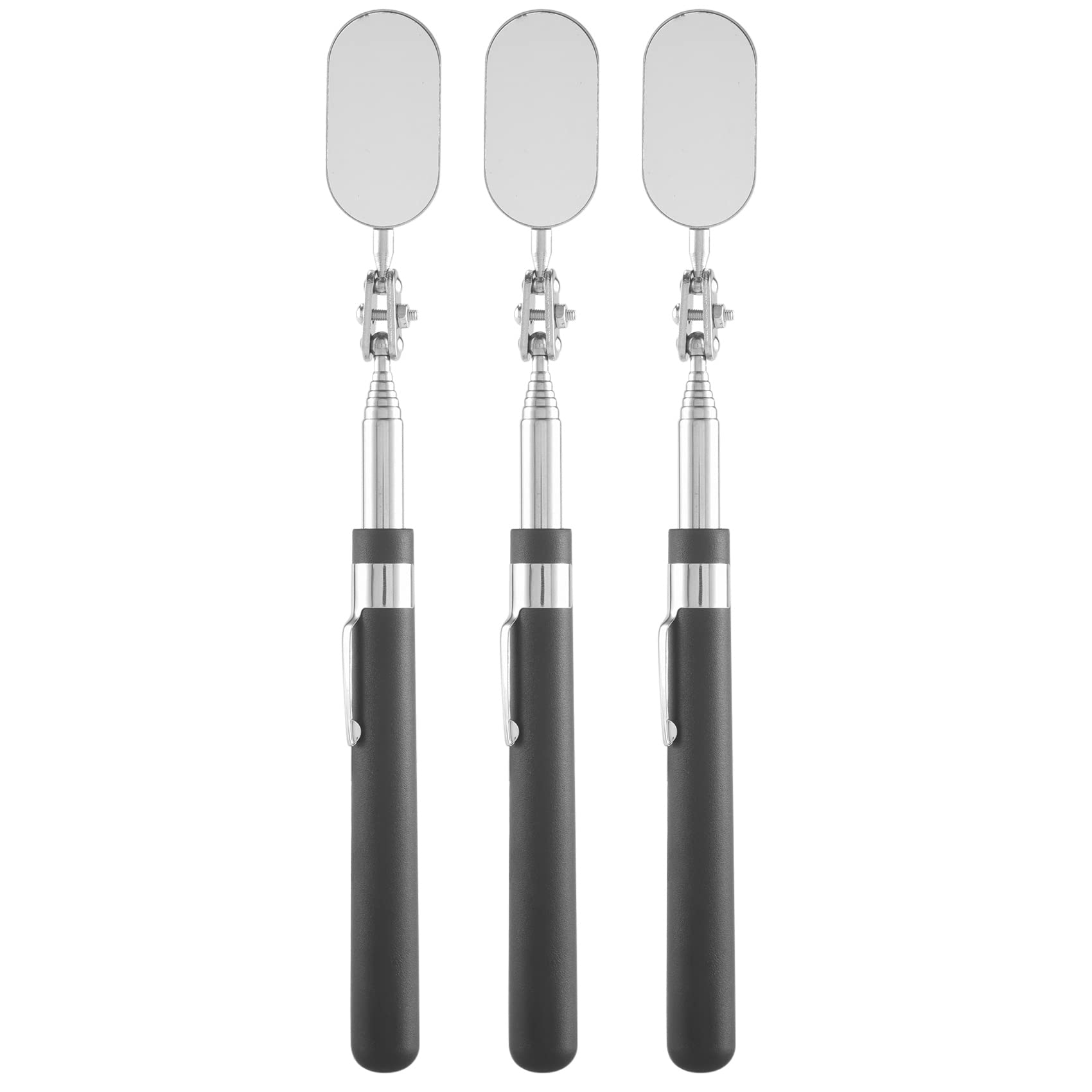 Giuneuow 3 Pieces Telescoping Inspection Mirror Observe Mirror Inspection Tool for Check The Condition of The Vehicle(Oval)