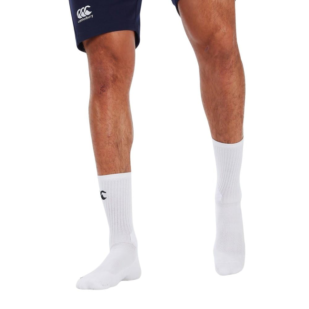 Canterbury Men's Anti-Slip Grip Socks Mid Calf Socks | Arch Support | Internal and External Grip Socks, Bright White, XL