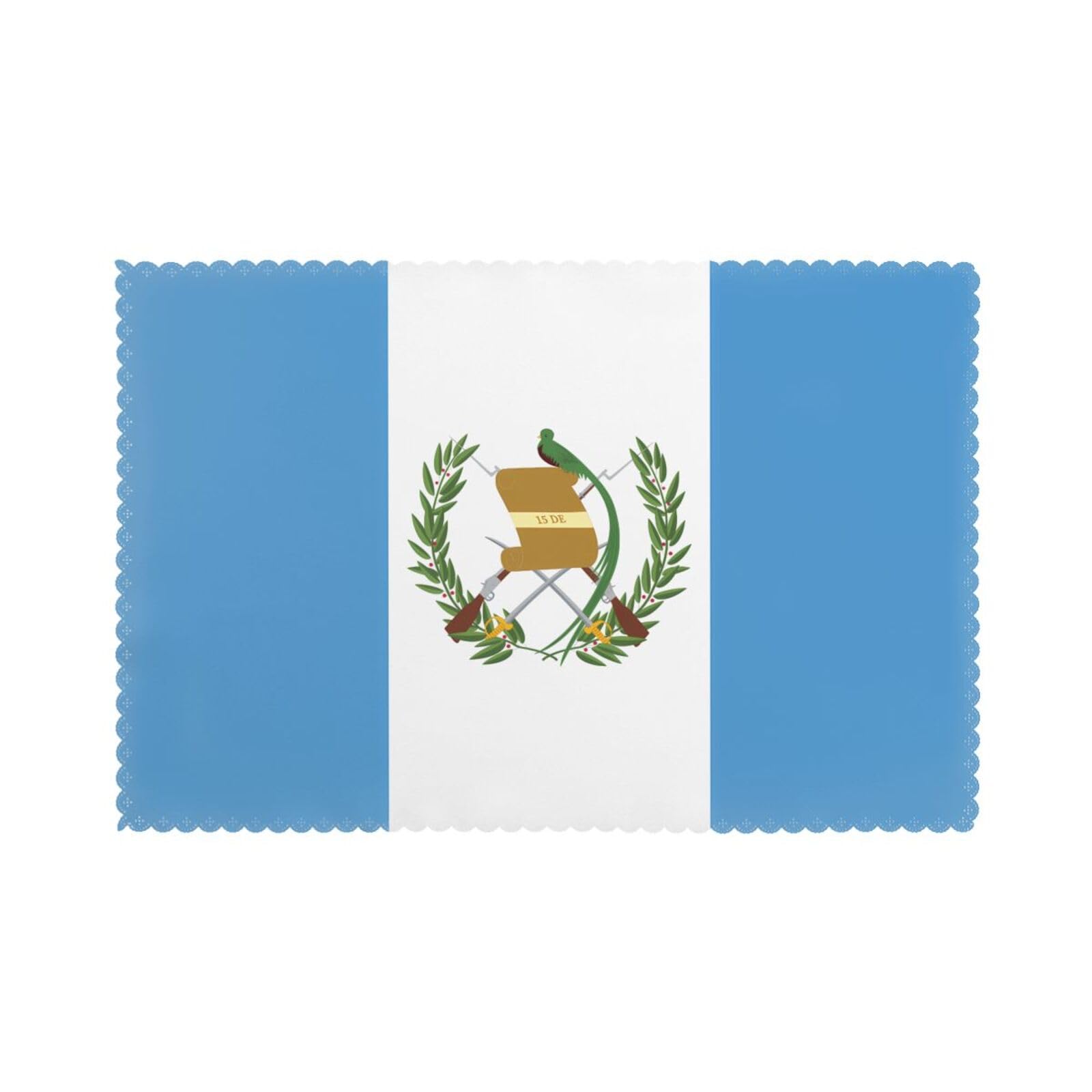 Flag of Guatemala Placemat set of 6, oil-proof and insulated dining table placemats, washable and wipeable.