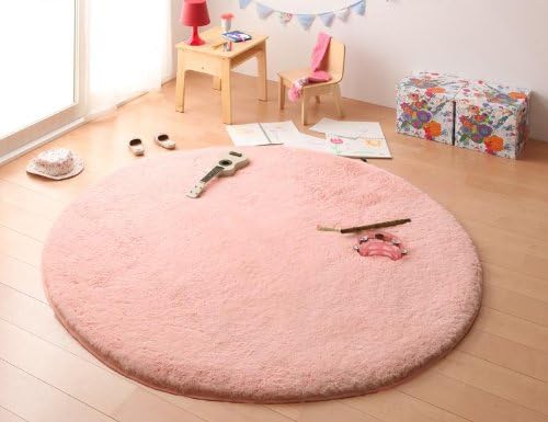 Amazon ラビットファータッチ マイクロファイバーラグ 円形 185cm ピンク ラグ カーペット オンライン通販