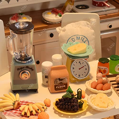 iLAND Miniature Dollhouse Accessories on 1:12 Scale, Dollhouse Kitchen Accessories of Mini Blender & Kitchen Scale
